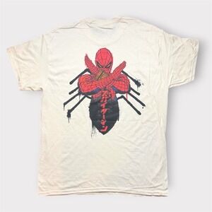 CVLA Marvel Spider-Man Graphic T-Shirt Cream Mens Large Streetwear Katakana
